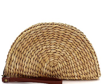 Half moon hot sale straw clutch